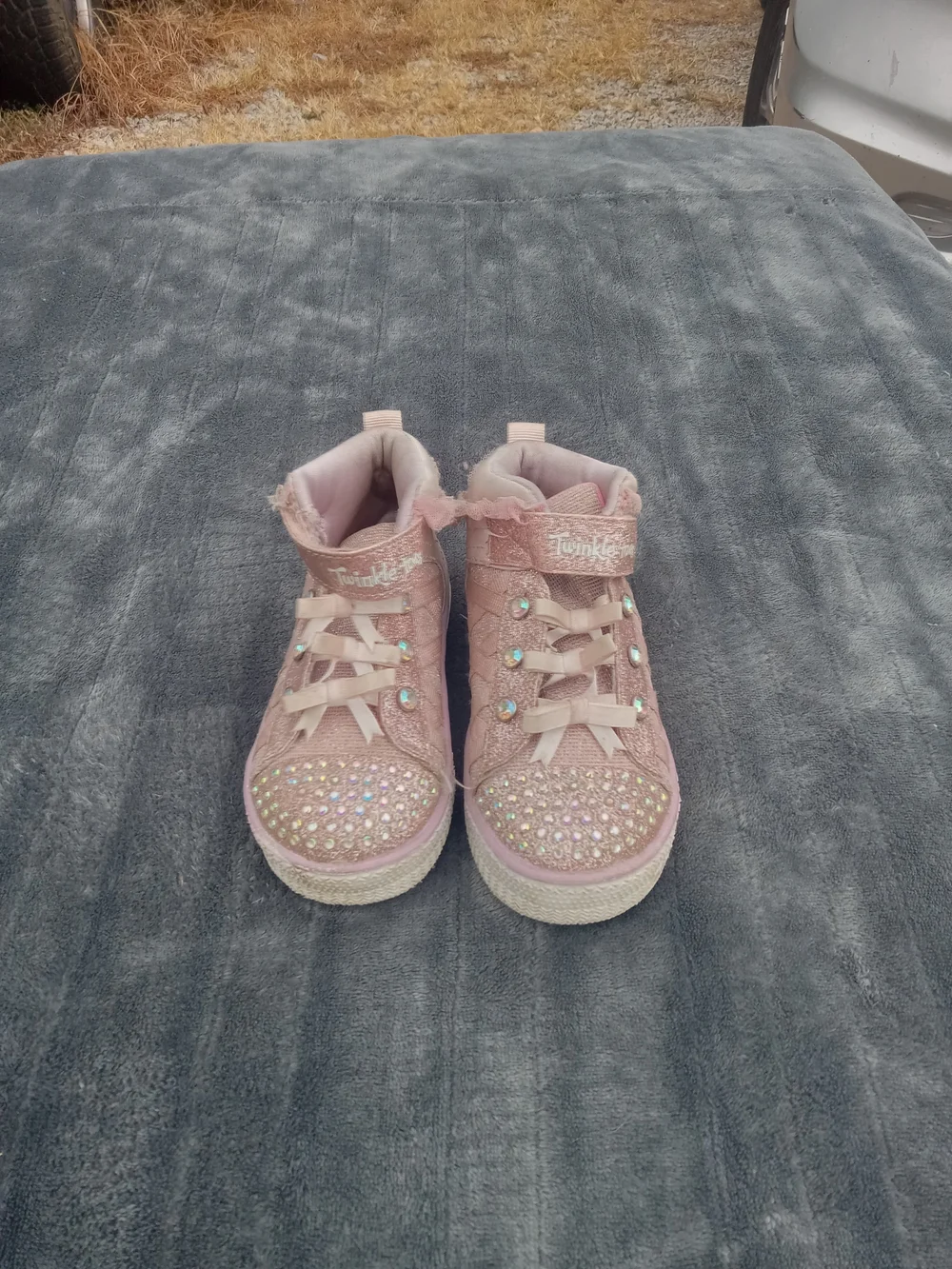 Wink Rose Pink Rhinestone High-Top Kids Sneakers